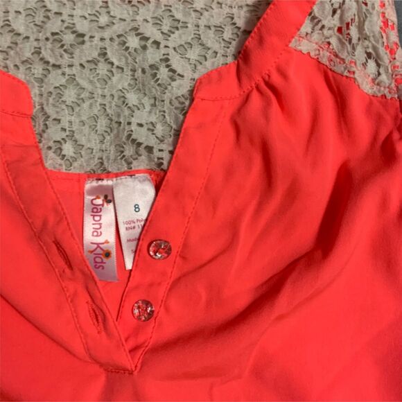 Coral Lace Trim Sleeveless Top – Size 8 - Japna Kids - Picture 3 of 4